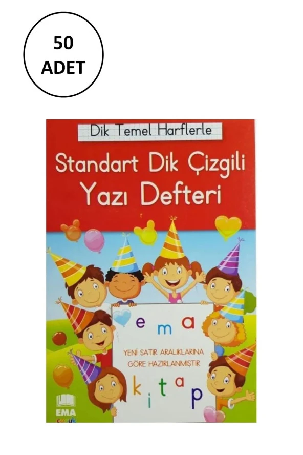 Dik Temel Harflerle Standart Renkli Kareli Yazı Defteri 50 Adet ürün görseli 1