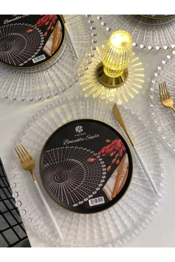 Supla, Boncuklu Sunum Tepsisi Şeffaf Sunumluk 20 Cm. - 3