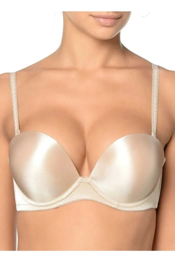 Orkide Kadın Cappucino 2 Beden Büyüten Full Push-up Dolgulu Sihirli Destekli Sütyen Reina - 2
