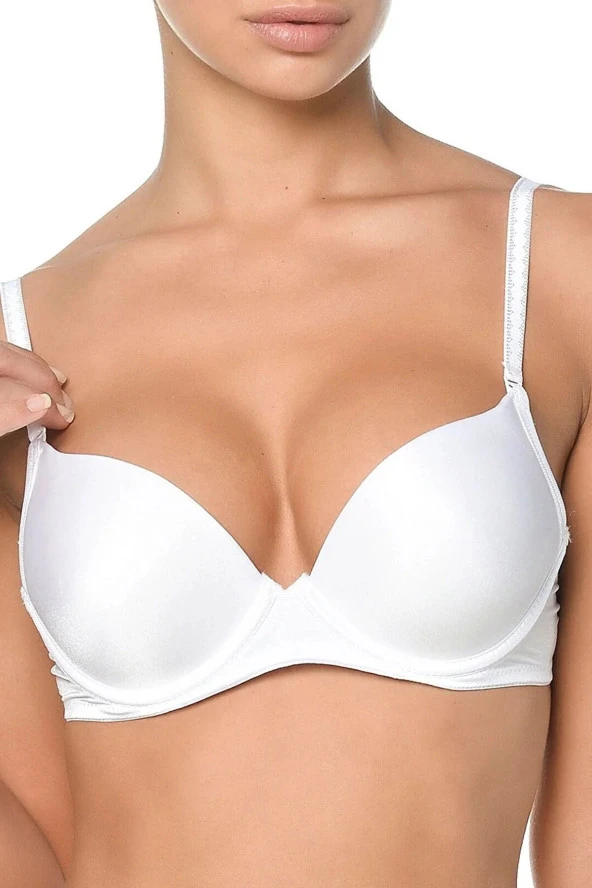 Orkide Kadın Beyaz 2 Beden Büyüten Full Push-up Dolgulu Sihirli Destekli Sütyen Reina - 3