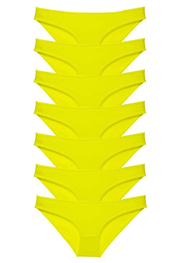 7 adet Süper Eko Set Likralı Kadın Slip Külot Sarı ürün görseli 1