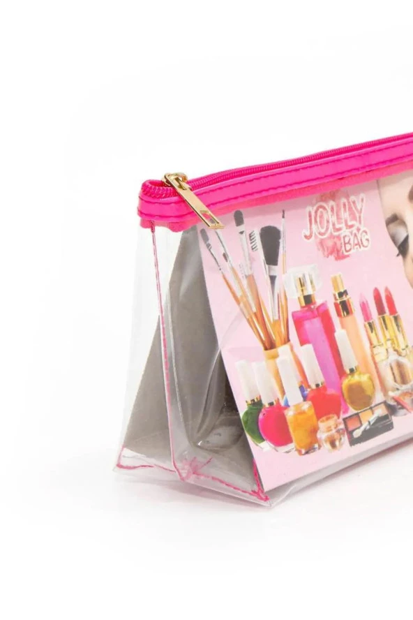 Jolly Tekli Orta Boy Şeffaf Makyaj Çantası 25cmX12cmX8CM - 2