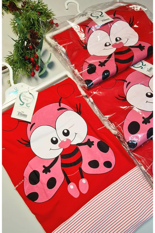 Kırmızı %100 Pamuk Bebek Battaniyesi Çift Kat İnterlok Penye 85x80 cm - 2