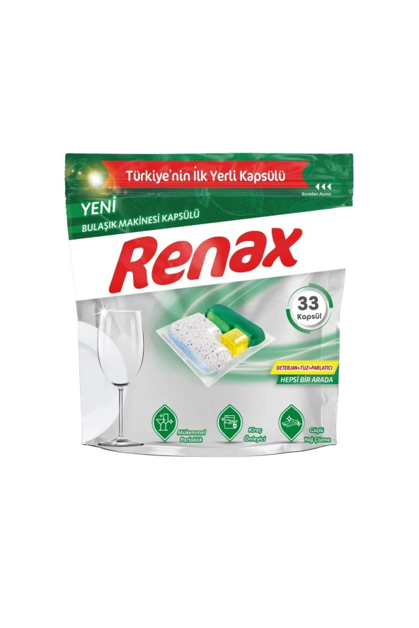 RENAX Bulaşık Makinesi Kapsülü Hepsi Bir Arada 33 Lü x 3 Adet