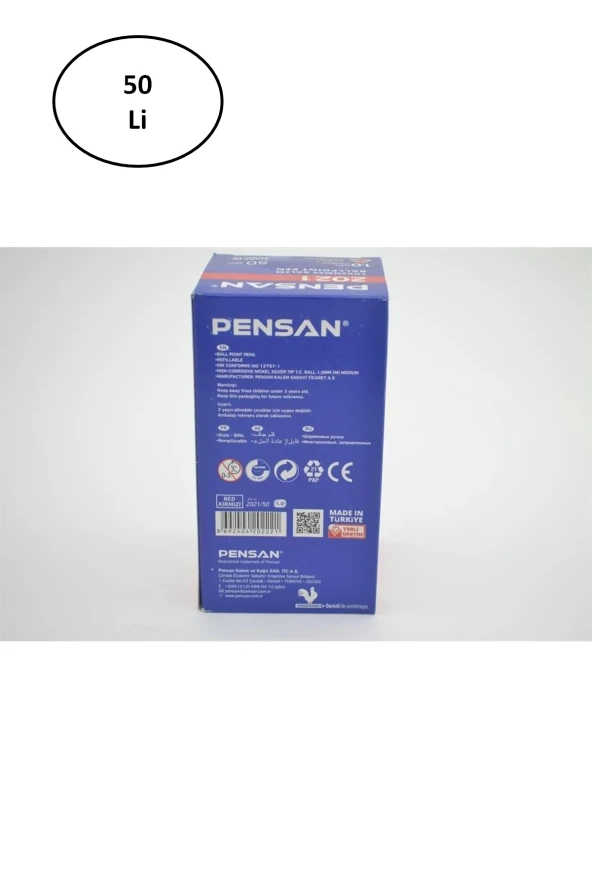Pensan 2021 Tükenmez Kalem Kırmızı 1.0 Mm 50'li - 4