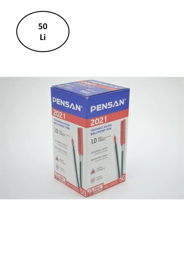 Pensan 2021 Tükenmez Kalem Kırmızı 1.0 Mm 50'li - 5