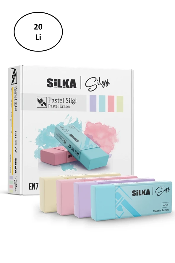 Silka Pastel Silgi 4 Renk 20Li ürün görseli 1