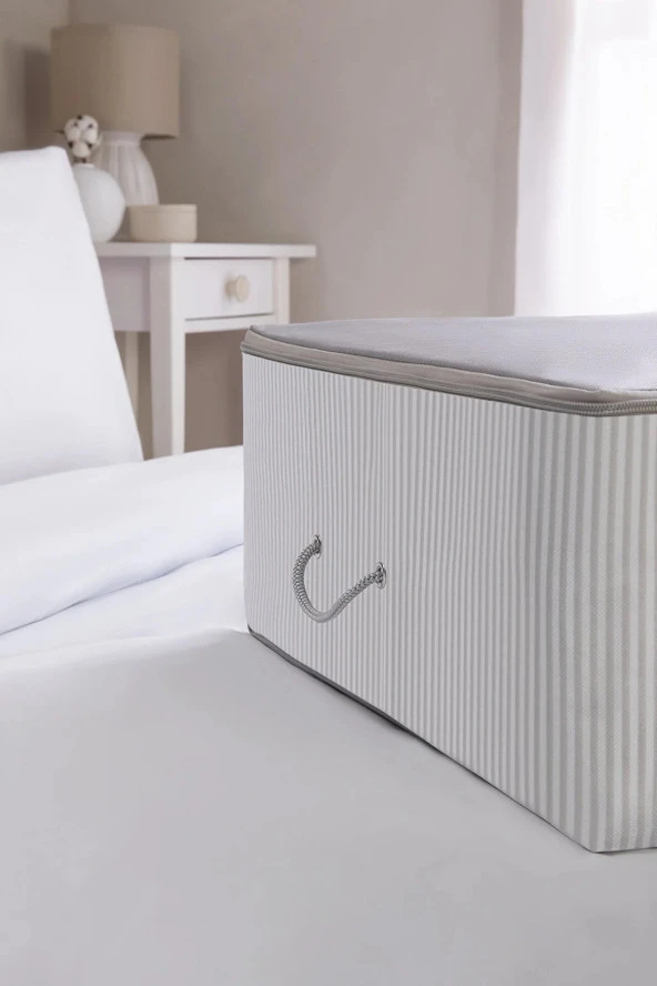 İp Kulplu Pike Battaniye Yastık Hurcu Dolapiçi Baza Altı Hurç 46x62x22 1 Adet - 3