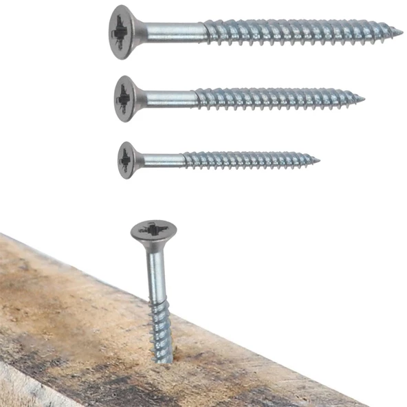 Sunta Vidası 6x80 Mm Paket 100 Adet Sivri Uçlu Ahşap Tahta Ağaç Mobilya Ayak Kulp Vidası - 5