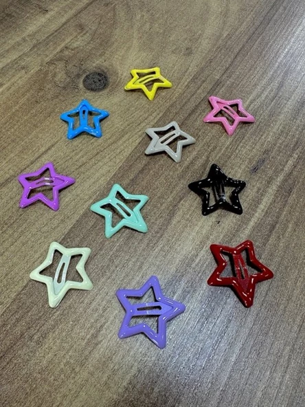 10'lu Yıldızlı Çıtçıt Toka Karışık Renkli 3 cm Ebat Parlak Yüzey - 2