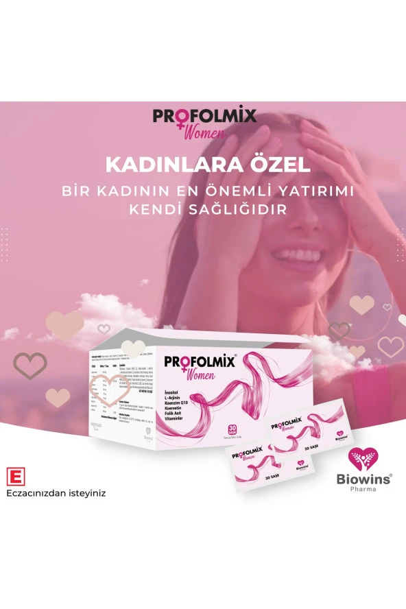 Profolmix Women İnositol, L-arjinin, Kuersetin,Kore Ginsengi, Vitamin C,E, Koenzim Q10, Folik Asit