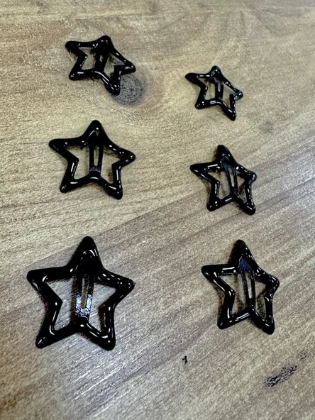 6'lı Siyah Yıldızlı Çıtçıt Toka 3 cm - 2