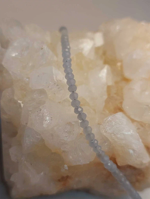 Angelit Taşı Rondela Faset Kesim 1.5*2.5mm Bileklik (45942) - Resim 3