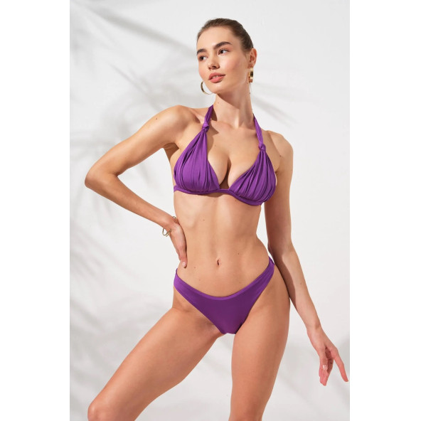 Dudi Kaplı Üçgen Bikini Takım Mor - 2