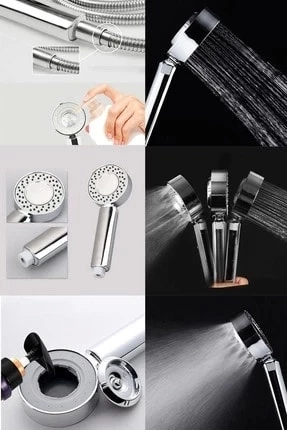Çift Taraflı Yüksek Basınçlı Su Akıtan Şampuan Hazneli Tasarruflu Duş Başlığı - 2