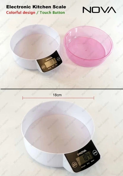 Crown Dijital Lüks Kefeli Mutfak Terazisi 5 Kg Çıkarılabilir Ölçü Kabı Terazi Tartı Gram - 2