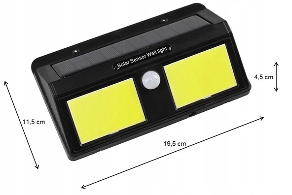 Solar Güneş Enerjili Sensörlü 96 Cob Led Aplik Duvar Tipi Led Lamba - 2