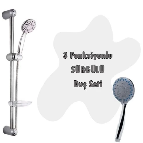 3 Fonksiyonlu Sürgülü Duş Seti 5 Parça Özel Set - 3