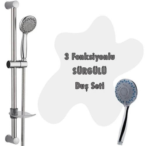 3 Fonksiyonlu Sürgülü Duş Seti 5 Parça Özel Set - 4