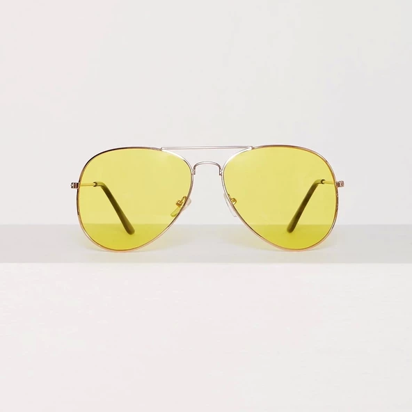 Unisex Gold Metal Çerçeveli Damla Gözlük (kutulu) - 3