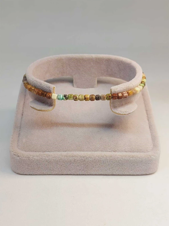 Krizokol Taşı Küp Şekilli 3mm Bileklik (45320) - Resim 2