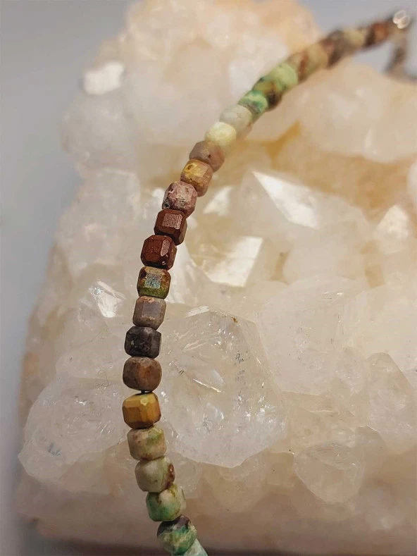 Krizokol Taşı Küp Şekilli 3mm Bileklik (45320) - Resim 3