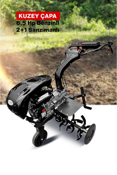 Kuzey 2+1 K Serisi K75X Titanyum Şanzıman 6.5HP Benzinli Çapalama Makinesi Bıçak ve Tekerlekle Dahil - 4