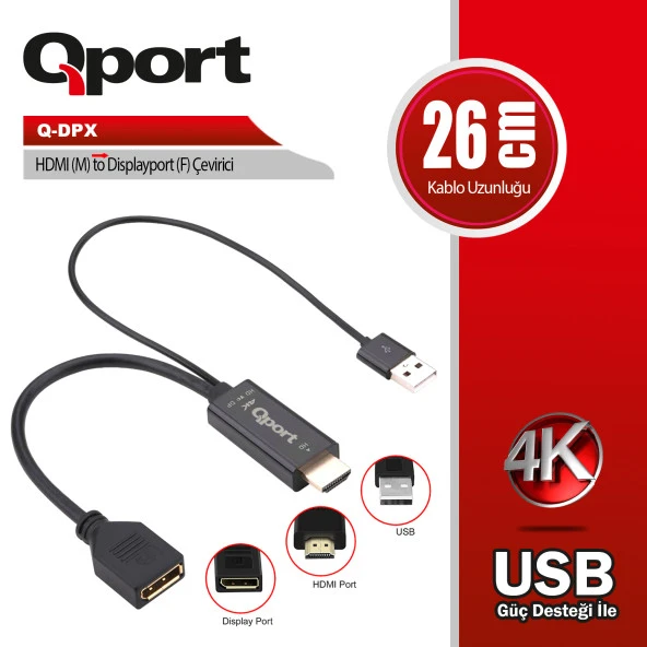 QPORT  Q-DPX HDMI TO DISPLAY PORT CEVIRICI