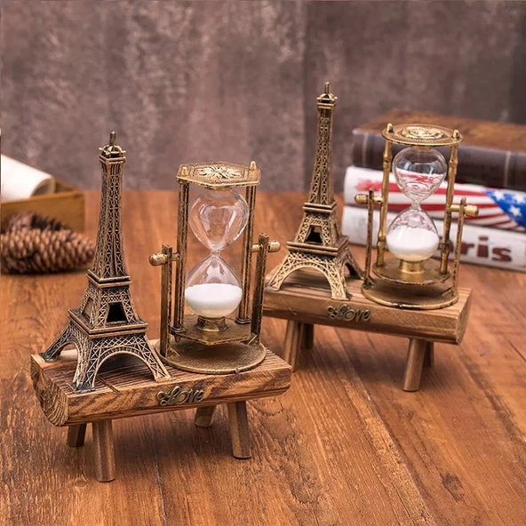 Eyfel Kulesi Paris Ahşap Kum Saati - 2