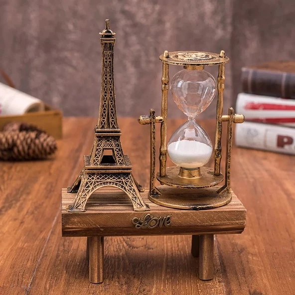 Eyfel Kulesi Paris Ahşap Kum Saati - 3