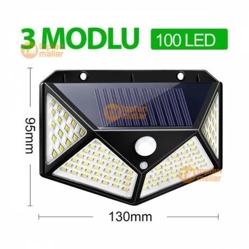 Projektör 100 Ledli Işık Sensörlü Güneş Enerjili Solar Lamba - 2
