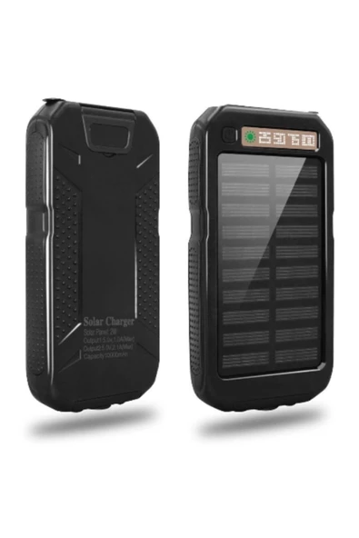 Güneş Enerjili Işıklı Solar Taşınabilir Usb Girişli Şarj Cihazı Powerbank 15000 Mah - 2