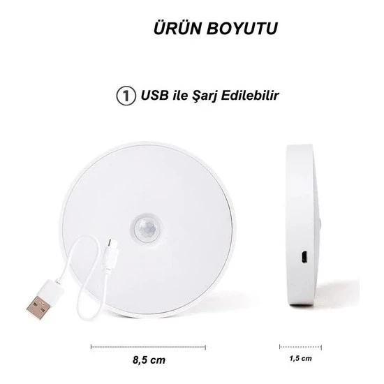 Şarjlı Sensörlü Gece Led Lambası Egonex - 3