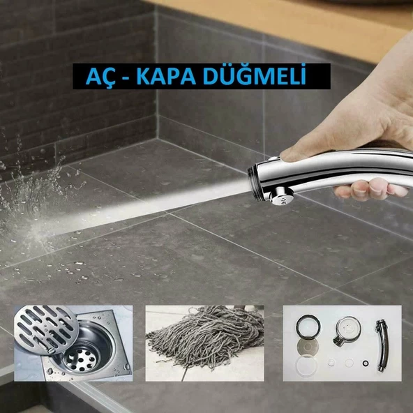 Su Tasarruflu Duş Başlığı Aç Kapa Özellikli 3 Kademeli Su Akış Ayar Fonksiyonu - 4