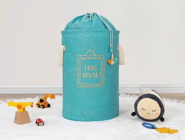 Baby Kullanımı Kolay Desenli Taşınabilir Torbalı Yuvarlak Sepet(yeşil) 04270