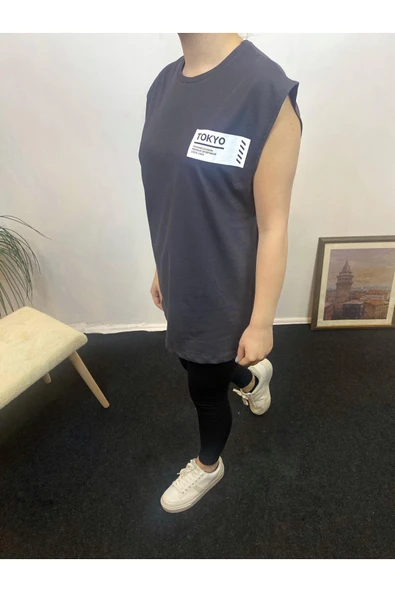 Kadın Bisiklet Yaka Regular Fit Tokyo Baskılı Tişort SPR24ATK345 - 8