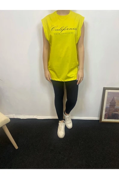 Kadın Bisiklet Yaka Regular Fit Californıa Baskılı Tişort SPR24ATK342 - 5