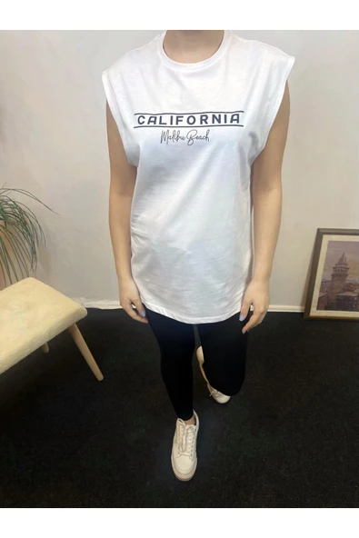 Kadın Bisiklet Yaka Regular Fit Californıa Baskılı Tişort SPR24ATK343 - 5