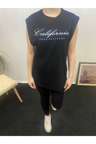 Kadın Bisiklet Yaka Regular Fit  Californıa Baskılı Tişort SPR24ATK342 - 2