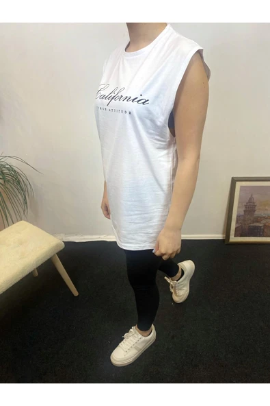 Kadın Bisiklet Yaka Regular Fit  Californıa Baskılı Tişort SPR24ATK342 - 4