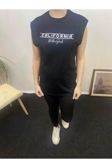 Kadın Bisiklet Yaka Regular Fit Californıa Baskılı Tişort SPR24ATK343 - 2