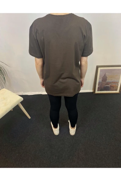 Kadın Bisiklet Yaka Oversize Fit Californıa Baskılı Tişort SPR24tsk304 - 2