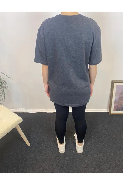 Kadın Bisiklet Yaka Oversize Fit N Baskılı Tişort SPR24TSK113 - 2