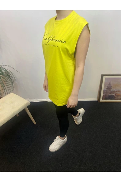 Kadın Bisiklet Yaka Regular Fit  Californıa Baskılı Tişort SPR24ATK342 - 6