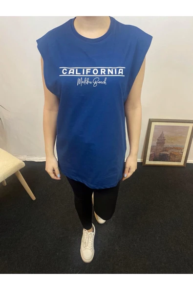 Kadın Bisiklet Yaka Regular Fit Californıa Baskılı Tişort SPR24ATK343 - 3