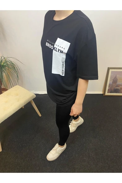 Süperlife Kadın Bisiklet Yaka W.Brooklyn Baskılı Tişort  SPR21YK21 - 2