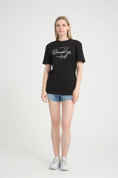 Kadın Bisiklet Yaka Oversize Fit  Tişort SPR24TSk110 - 6