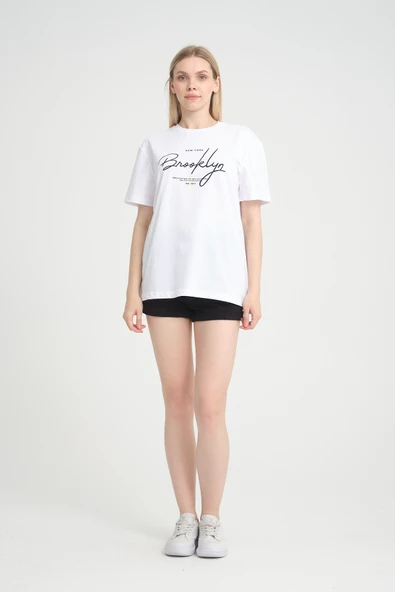 Kadın Bisiklet Yaka Oversize Fit Tişort SPR24TSk110