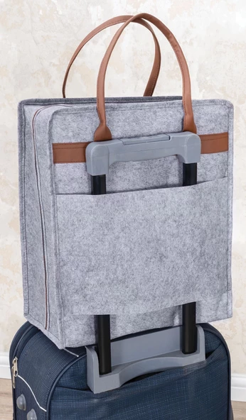 Deri Kulplu Ayakkabı Seyahat Çantası 04263 - 6