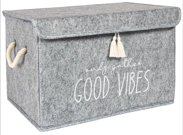 Kapaklı Püskül Detaylı Düzenleyici Çok Amaçlı Organizer Keçe Sepet (mini) - 03495 - 5